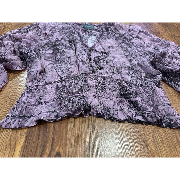 Anthropologie Women’s Sheer Floral Blouse – Light Purple – Size XL – Boho Chic - Picture 4 of 8